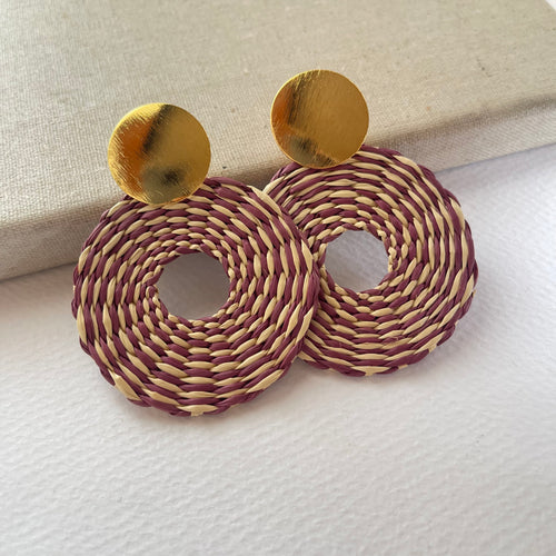 Aretes Iraca Vino & Beige