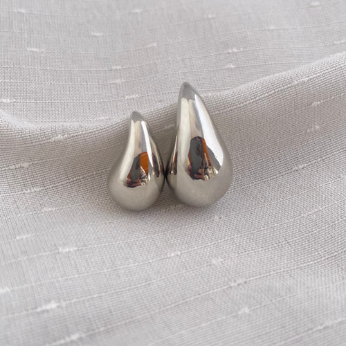 Aretes Gota Plateados - Talla L