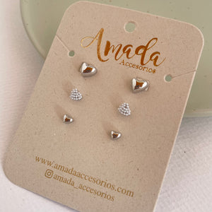 Set Topitos Corazón Plateados